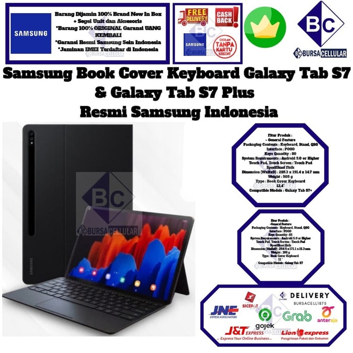 Jual Samsung Book Cover Keyboard Galaxy Tab S7 Cover Tab S7 Plus