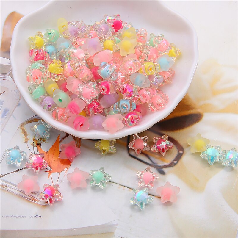 80pcs / Lot Manik-Manik Bintang Bahan Plastik Akrilik Ukuran 30g 11mm Warna Campur Untuk Membuat Perhiasan