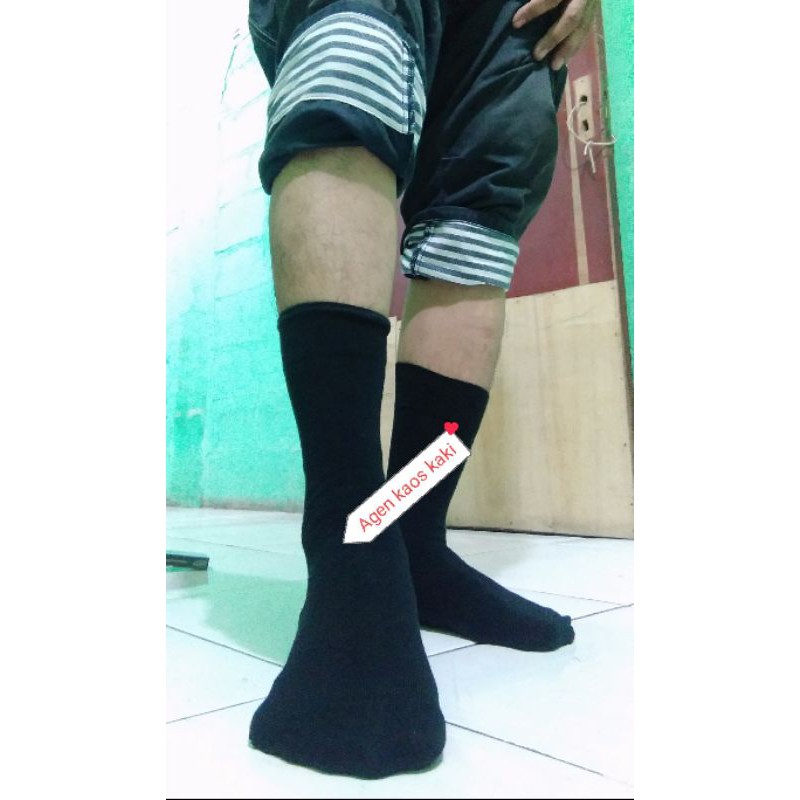 kaos kaki kantoran hitam polos (3 pasang) bahan tebal lembut adem &amp; tidak panas