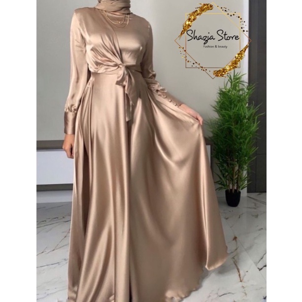 AZALEA /NAURA MAXY /GAMIS SATIN/DRES SATIN VELVET (BAJU KONDANGAN/GAMIS PESTA/GAMIS MURAH BERKUALITA
