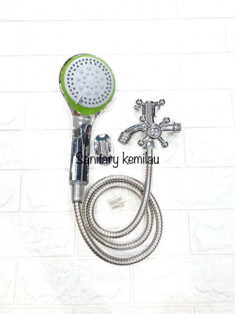 PAKET MURAH KOMPLIT ( BY 1 GET 1 ) BELI HAND SHOWER MANDI DAPAT KRAN CABANG DOUBLE 2 LOBANG