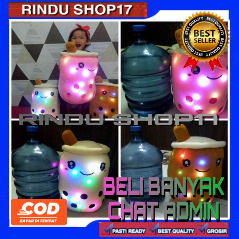 (RS)Boneka Boba Milk Tea JUMBO LED Berlabel SNI boba galon