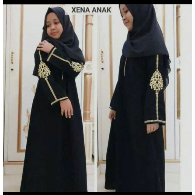 ABAYA GAMIS ANAK PEREMPUAN FASHION ANAK WARNA HITAM