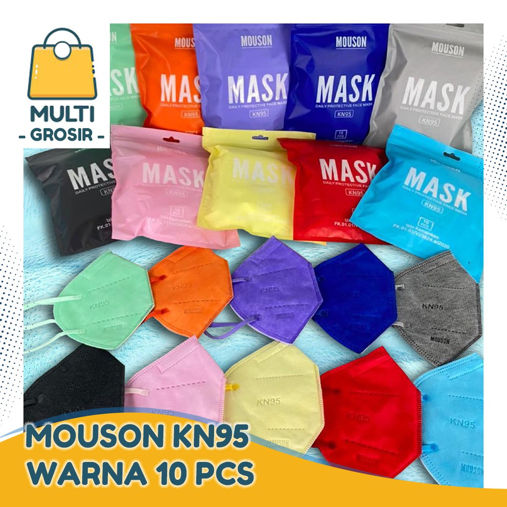 MASKER KN95 MOUSON ORIGINAL ISI 10 PCS | MASKER KN95 WARNA FASHION REMAJA | MULTIGROSIR