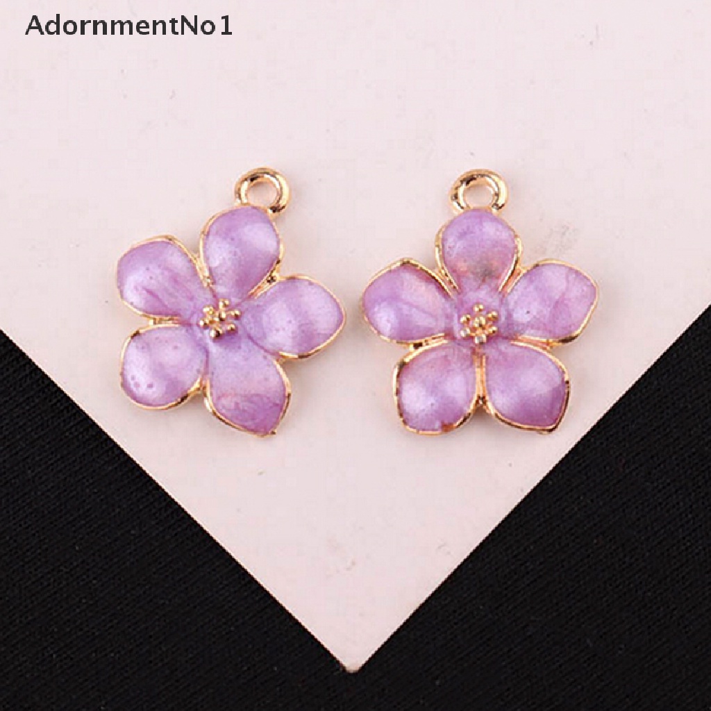 (AdornmentNo1) 10pcs / Set Liontin Bunga Enamel Bahan Alloy Untuk Membuat Perhiasan DIY