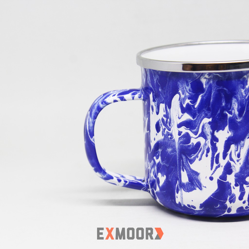 Exmoor Cangkir Enamel Premium Lurik Biru 300 ml