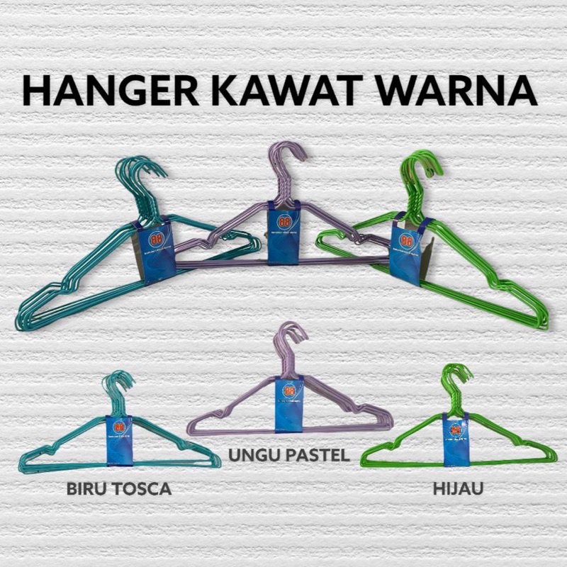 HANGER BAJU KAWAT STAINLESS STEEL WARNA 10 PCS / GANTUNGAN BAJU DEWASA