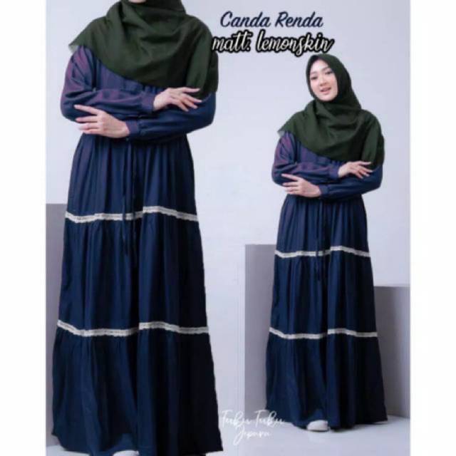 [Fashion Muslim] Gamis CANDA SUSUN RENDA lemonskin | terbaru