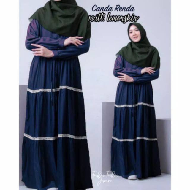 [Fashion Muslim] Gamis CANDA SUSUN RENDA lemonskin | terbaru