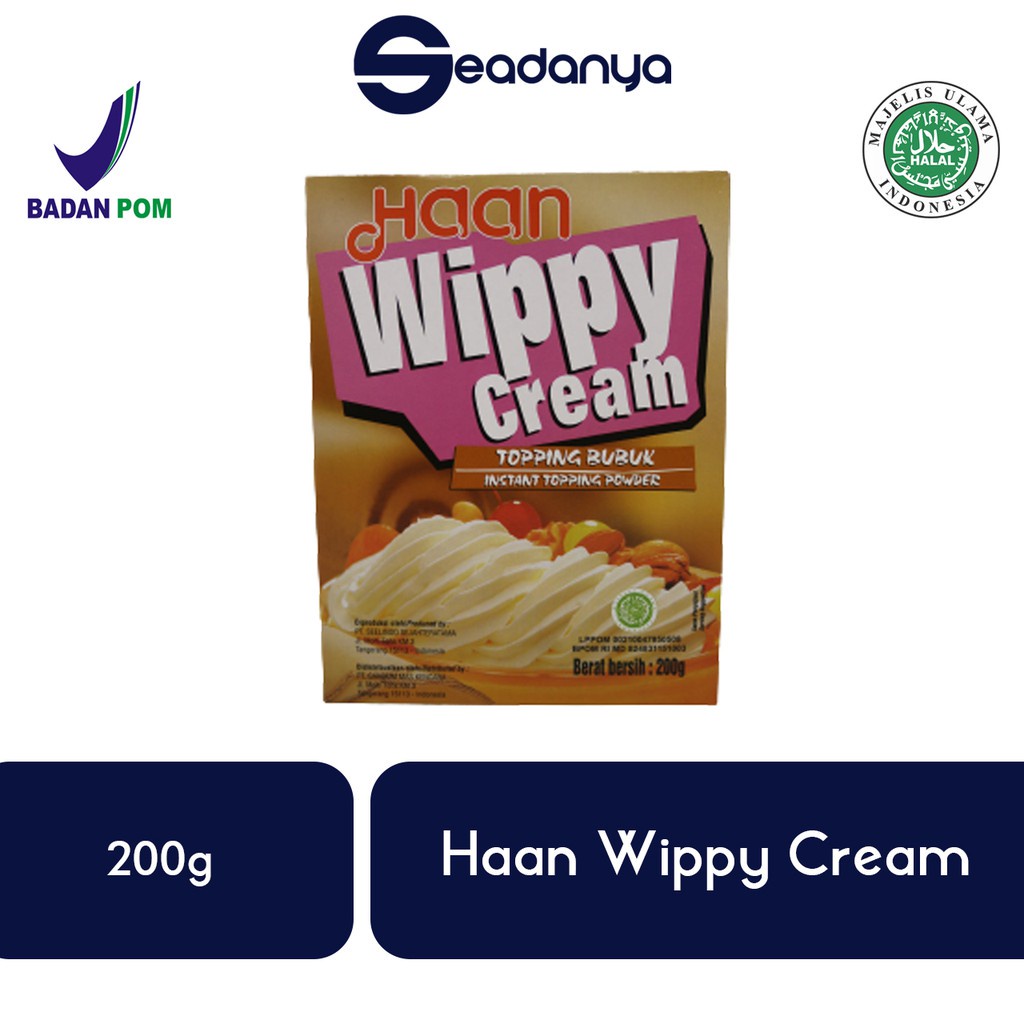 

Haan Wippy Cream 200 Gram Topping Bubuk Powder HALAL MUI BPOM - Harga Promo
