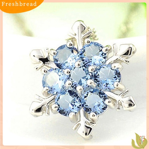 ? Fresh ? Kalung Lapis Silver Liontin Snowflake Hias Berlian Imitasi Berkilau untuk Wanita