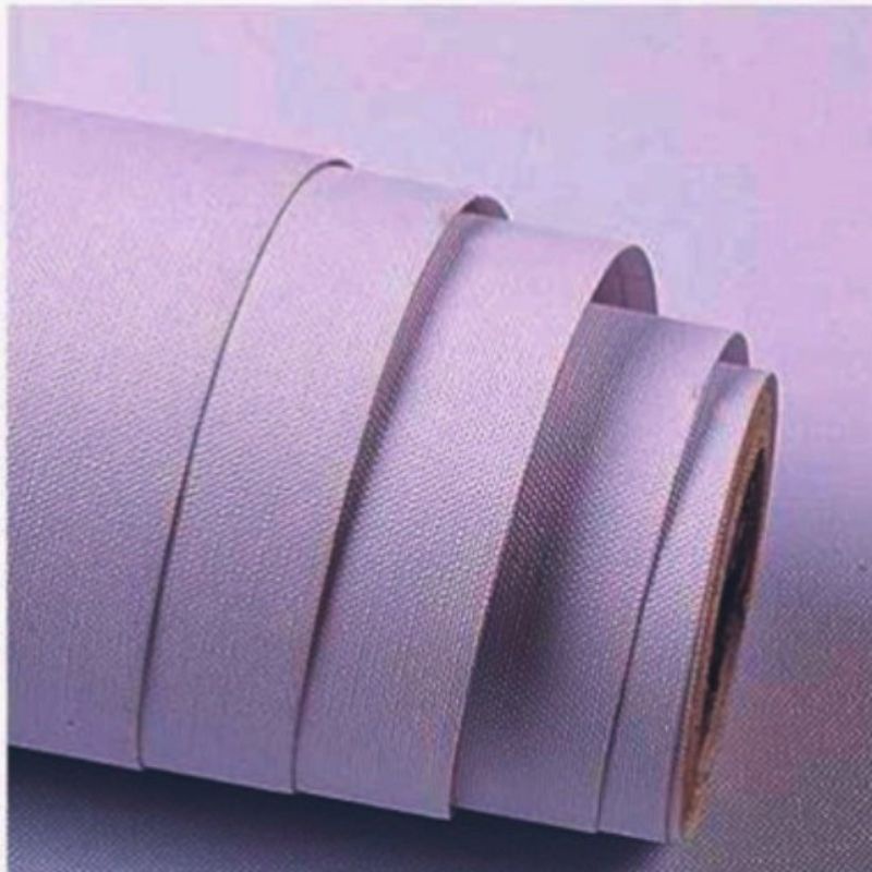 wallpaper sticker dinding ungu polos pastel berserat mewah