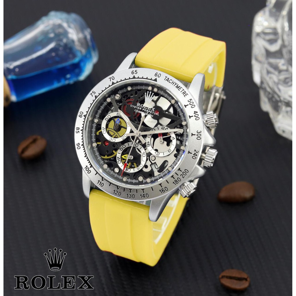 Jam Tangan Pria ROLEX Fashion Body Bulat Silver Tali