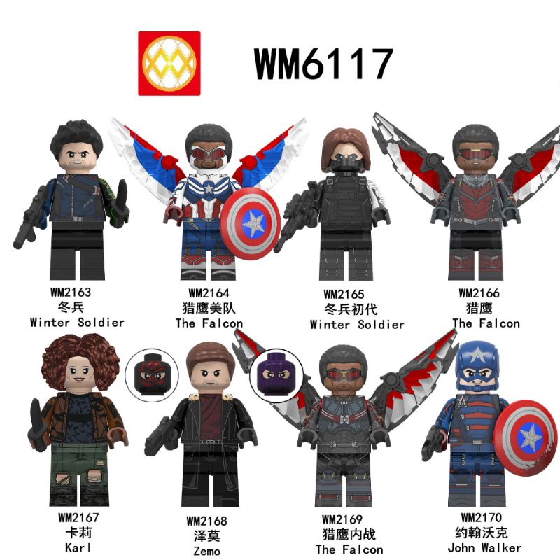 Action Figure Marvel Winter Soldier + armor WM6117 Minifigure Falcon Karl zemo Jhon Walker Spiderman