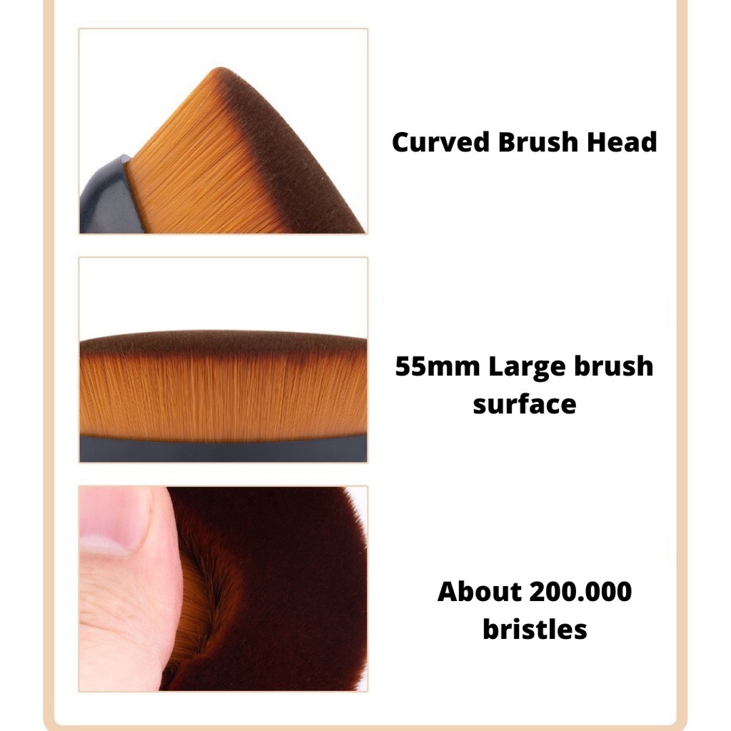 Kuas Foundation Besar Flat Brush Segi 6 Bulu Lembut 55mm