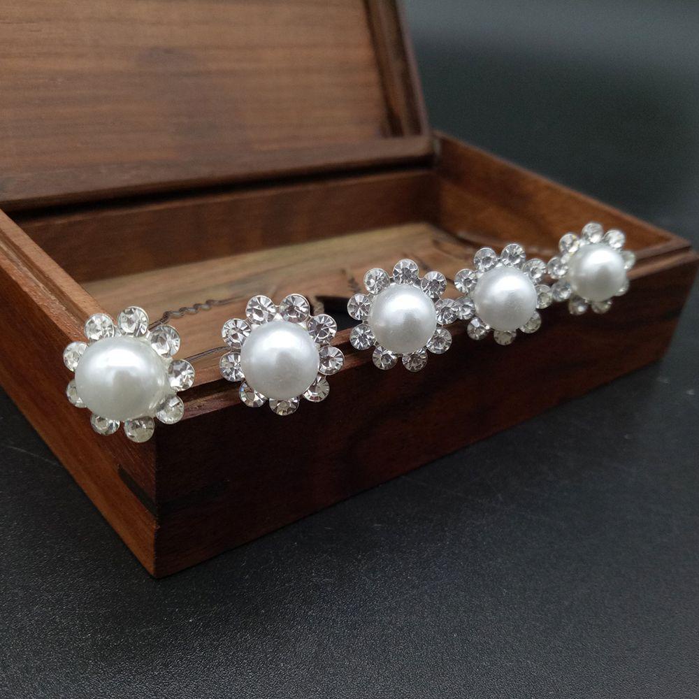 20pcs hairpins U shape flower design pearl accent crystal rhinestone for Bride