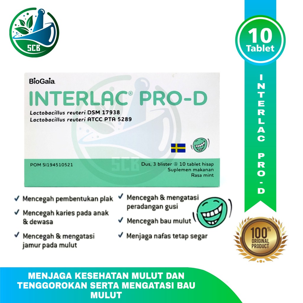 Interlac Pro D Lozenges Tablet Hisap Mint 10tablet