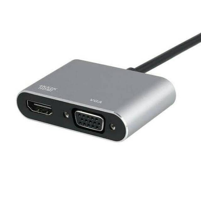 CONVERTER USB TYPE C To HDMI DAN VGA Adapter 2IN1 TIPE Ke Macbook Pro