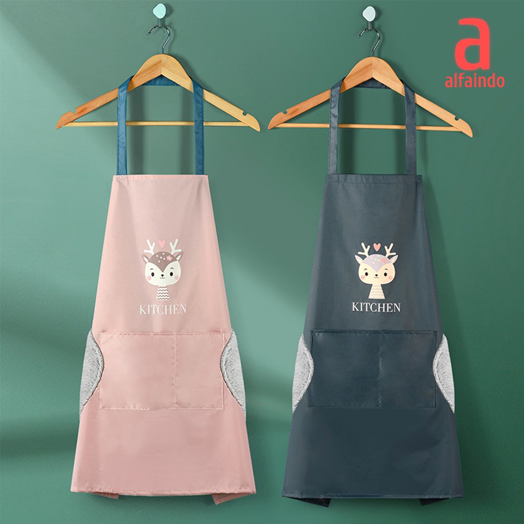 Alfaindo Celemek Masak Apron Kain Plastik Waterproof Dapur Motif CM007