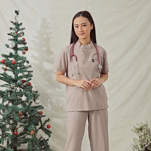 MANDARIN - EMPIRICAL Scrubs Lengan Pendek Baju Jaga Theatre Blues SS