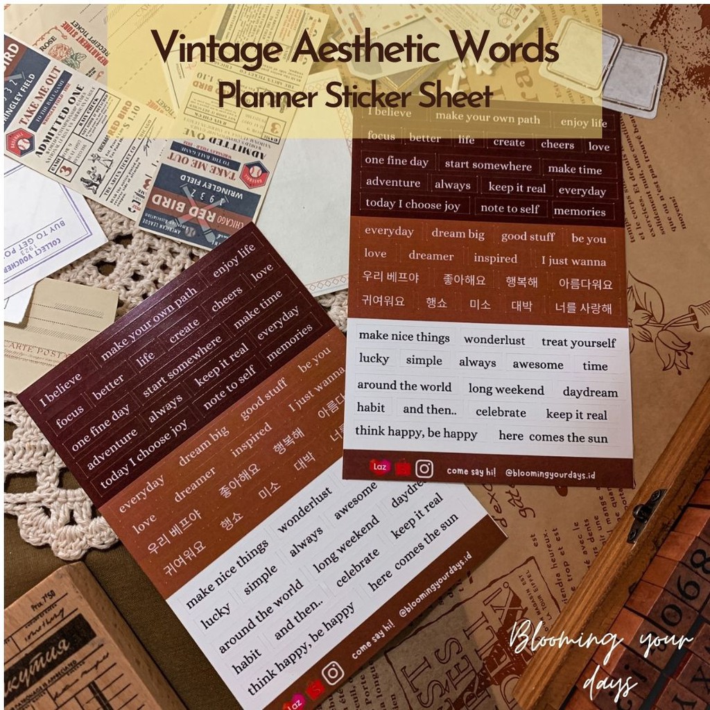 

Stiker aesthetic vintage words journaling aesthetic estetik lucu