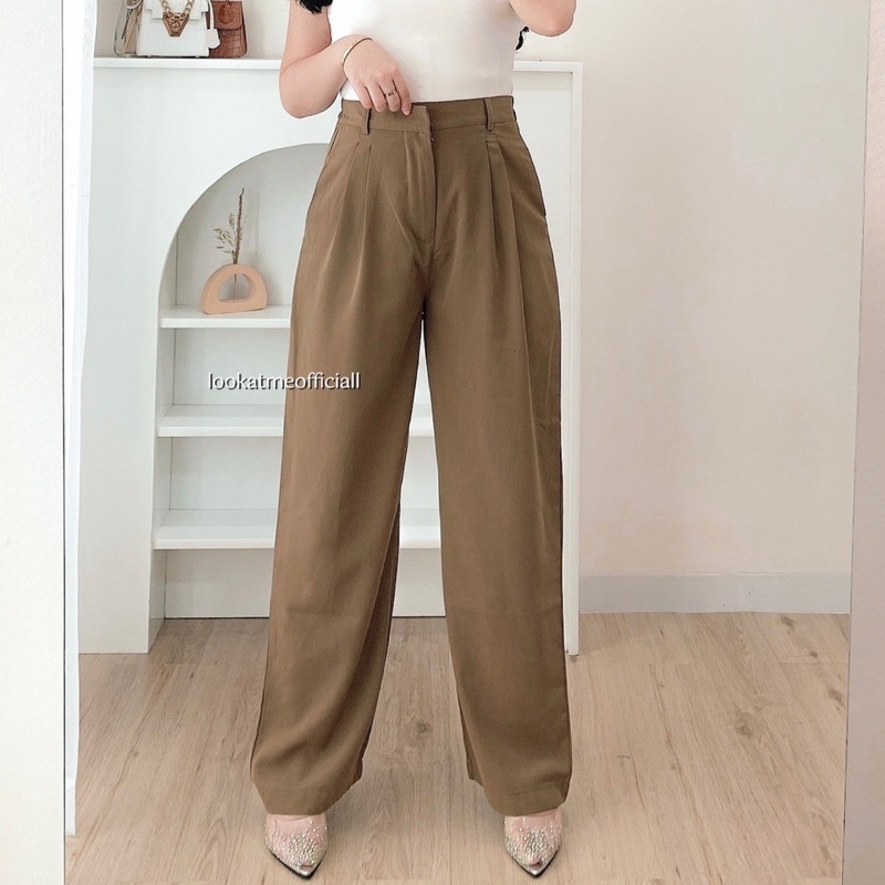 Lookatmeofficial • Bianca Loose Trousers Pants Celana Kulot Casual Polyester Premium