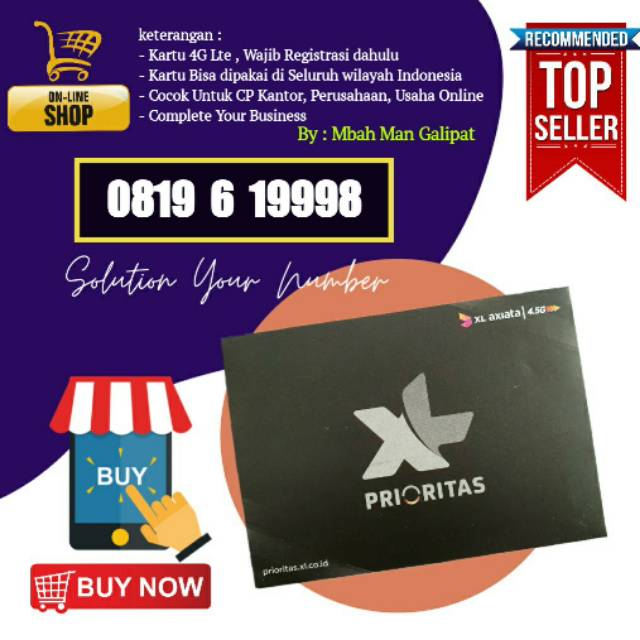 Nomor Cantik kartu XL 10 digit pascabayar Rapih