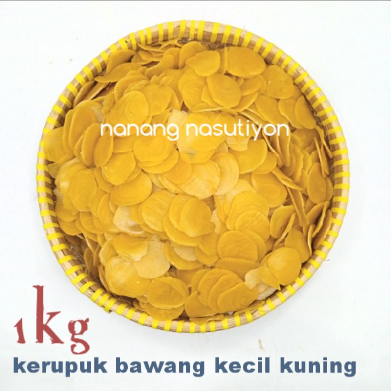 

Kerupuk krupuk bawang kuning kecil mentah siap goreng netto 1kg