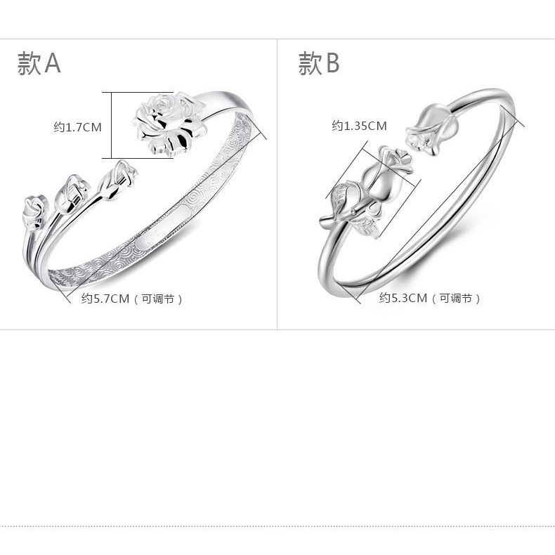 Gelang Model Terbuka Desain Bunga Mawar Bahan Stainless Steel Gaya Korea Untuk Wanita