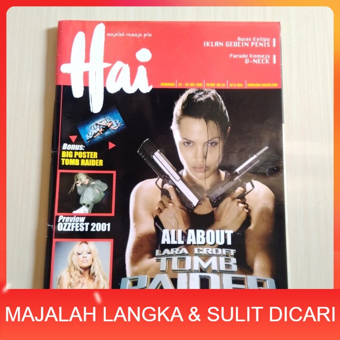 Majalah HAI No.29 Jul 2001 ALL ABOUT LARA CROFT TOMB RAIDER ANGELINA Langka