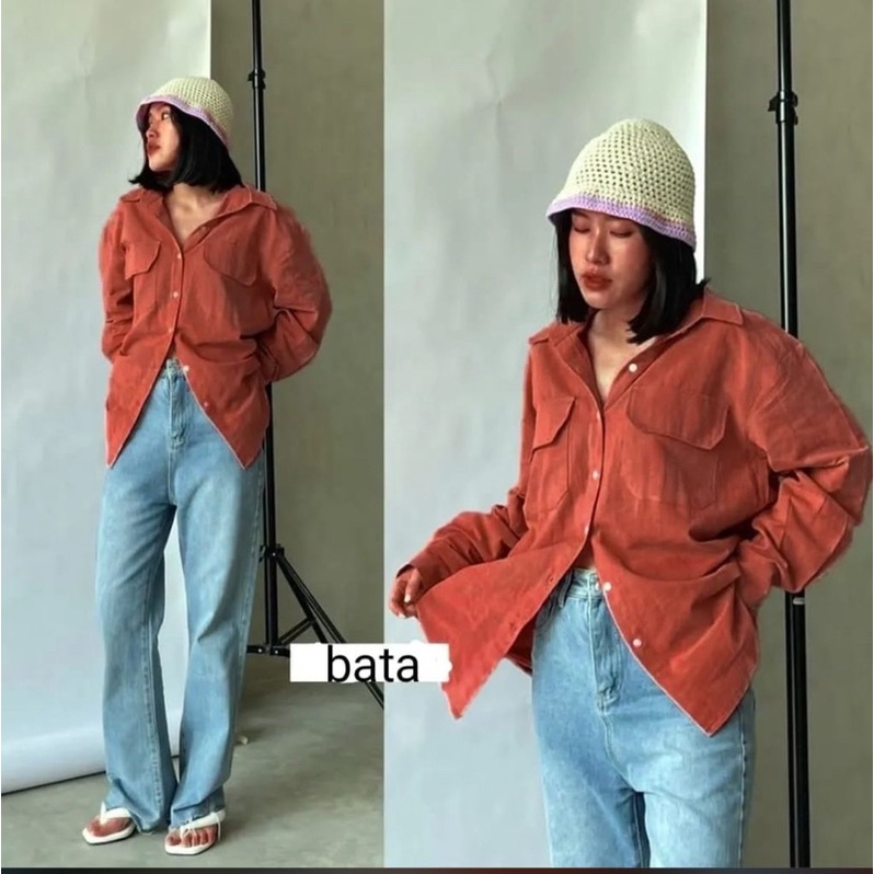 KEMEJA POLOS LINEN NINDI BLOUSE ATASAN WANITA FULL KANCING KERAH LD 108 ALLSIZE OOTD REMAJA DEWASA