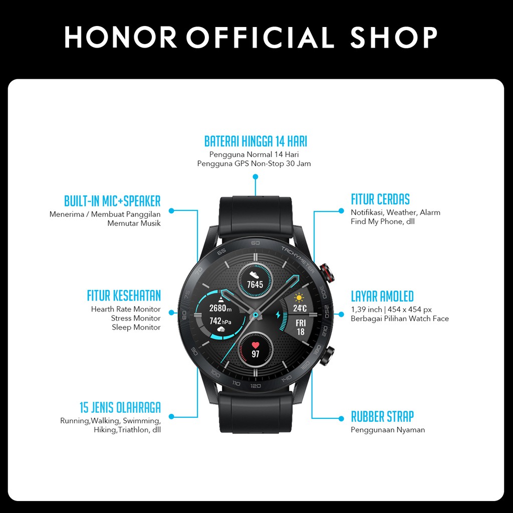 [FREE SCREEN PROTECTOR] HONOR Magic Watch 2 46 46mm Smart Watch SpO2 Bluetooth 5.1 Smartwatch Blood Oxygen 14 Days Waterproof MagicWatch 2 - Black-5