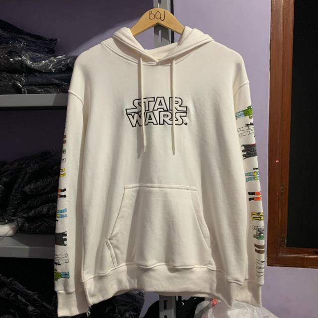 JAKET HOODIE PRIA H&M STAR WARS WHITE ORIGINAL | HOODIE BRANDED | SISA EKSPOR | HOODIE HNM ORIGINAL