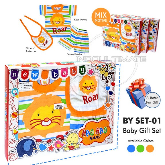 Kado Baju bayi Set BY SET-01 Kaos Bayi + Celana Bayi + Slaber Bayi Perlengkapan bayi baru lahir