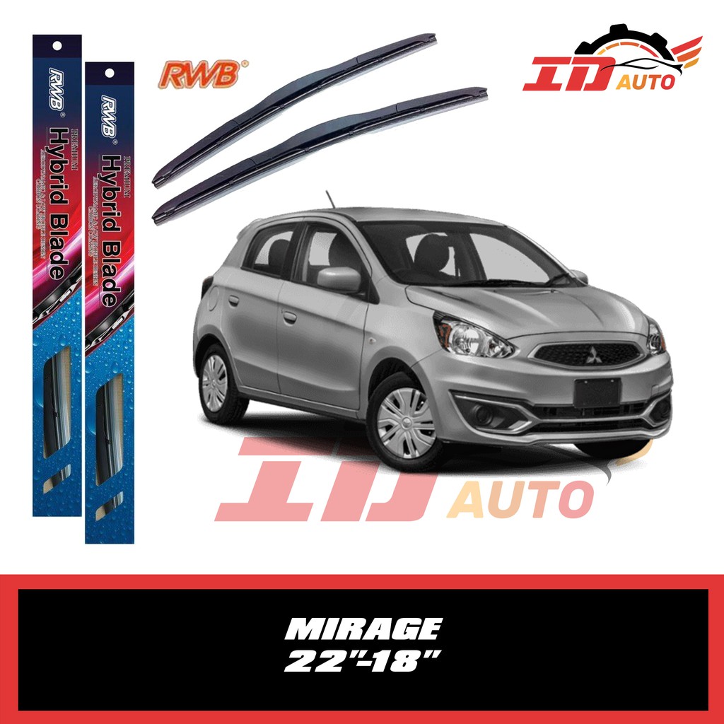 WIPER MITSUBISHI MIRAGE SET UKURAN 22 DAN 18 MERK RWB