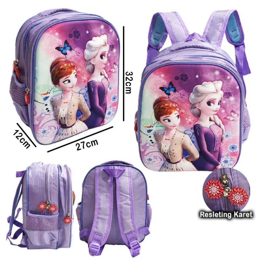 PROMO 10.10 RANSEL TIMBUL TERMURAH Tas Anak Sekolah TK Perempuan LILAC MAHKOTA LILY 3D TIMBUL IMPORT