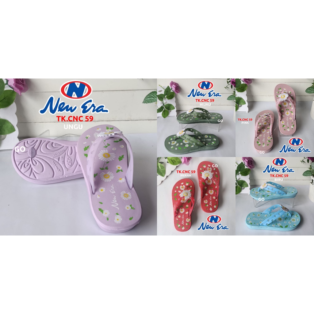 gof NEW ERA TK CNC 59 SUN Sandal Anak Perempuan Japit Bunga Matahari Sandal Karet Ringan Anti Slip Original