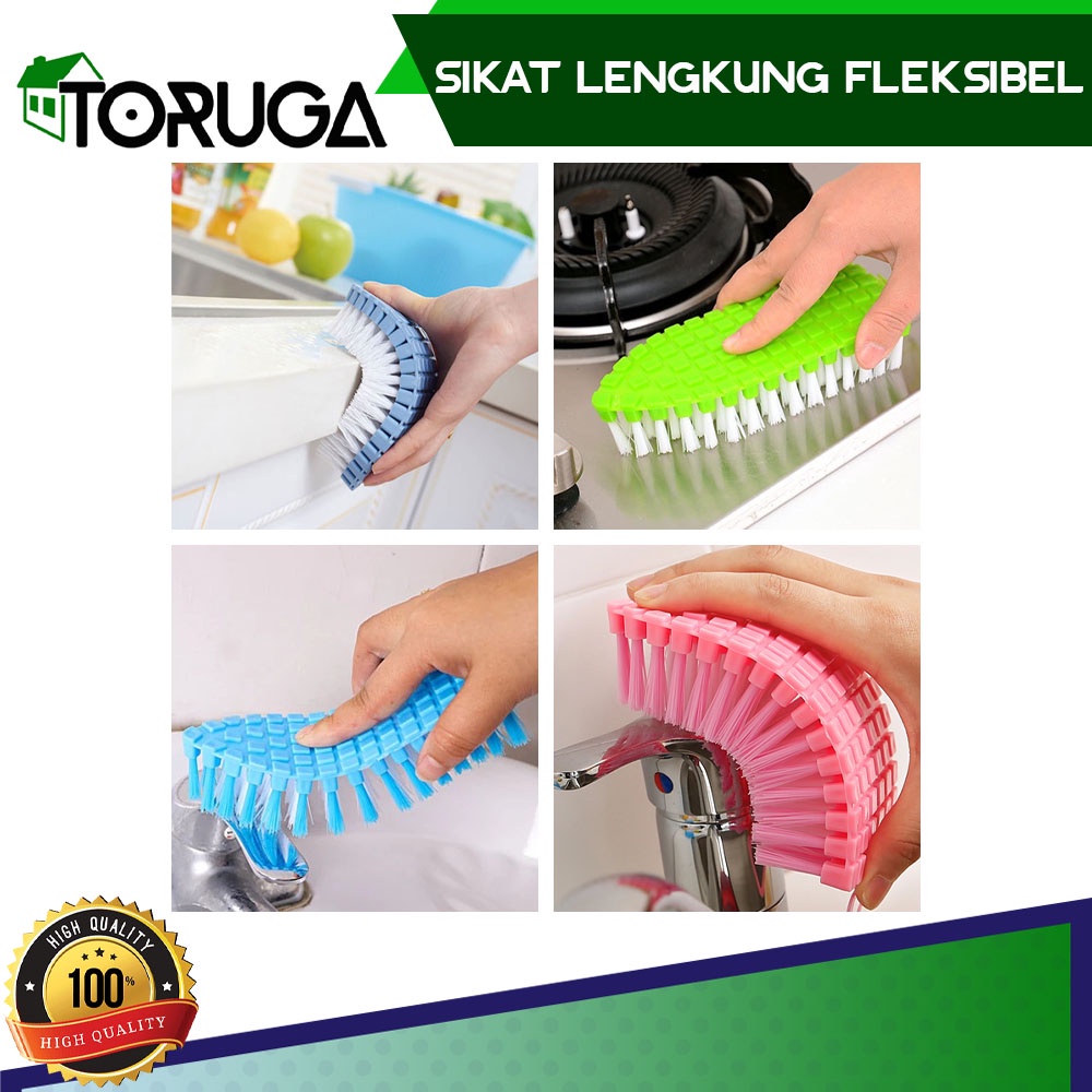 Sikat WC Toilet Lengkung Fleksibel Brush Pembersih Wastafel Lantai Cleaning Serbaguna