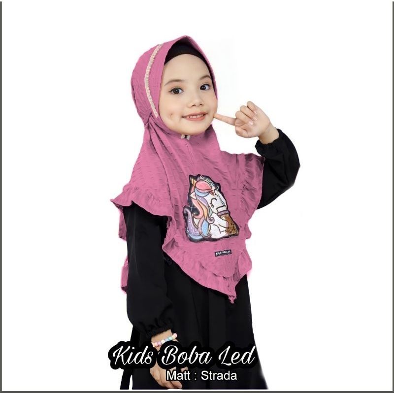 Kerudung anak LOL // Hijab anak LED kuda poni boba