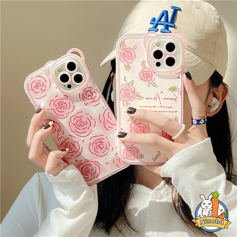 Soft Case Silikon TPU Transparan Motif Bunga Mawar Untuk iPhone 13 12 11 Pro Max X Xr Xs Max SE 2020 8 7 6 6s Plus