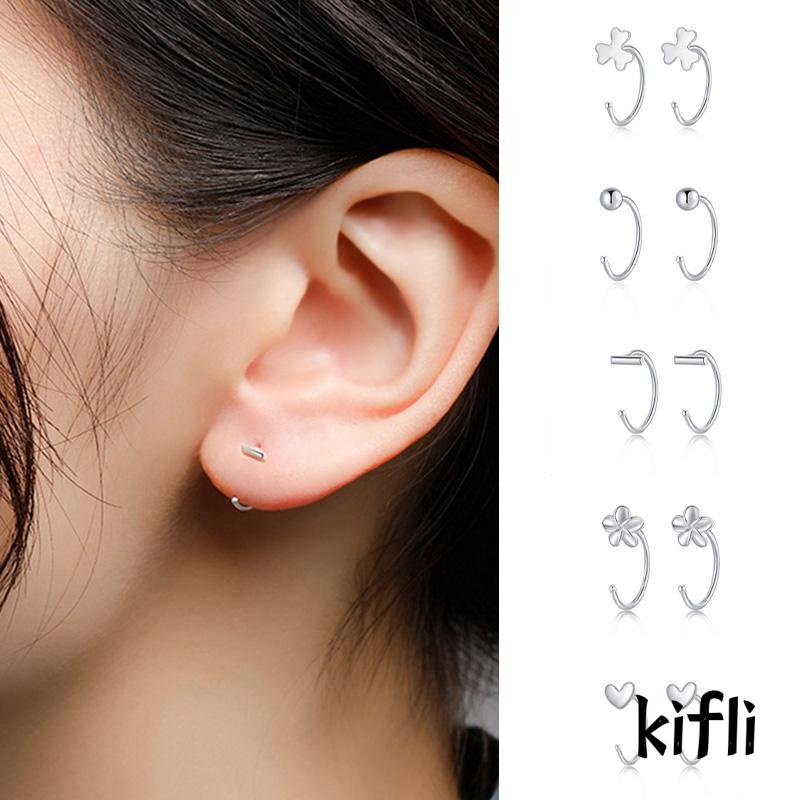 Anting Kait Ear Plugs 925 Silver Ukuran Kecil Untuk Wanita