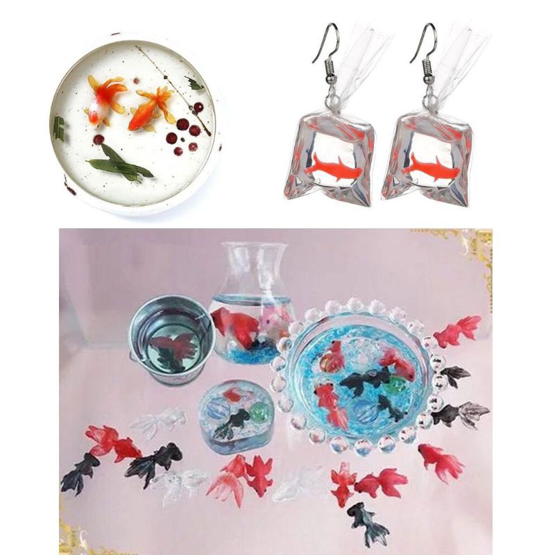 Moonlight&quot; 3Pc Mini Size Goldfish Lotus Leaf Earrrings Water Dag DIY Resin Jewelry Mold Kit