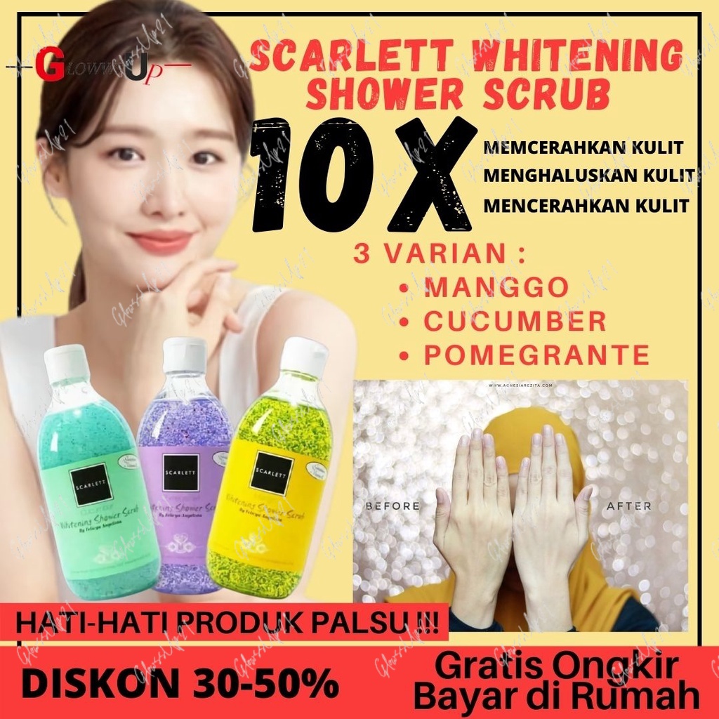 SABUN SCARLETT WHITENING SHOWER SCRUB ORIGINAL BPOM 300ML - SABUN MANDI SCARLETT BPOM