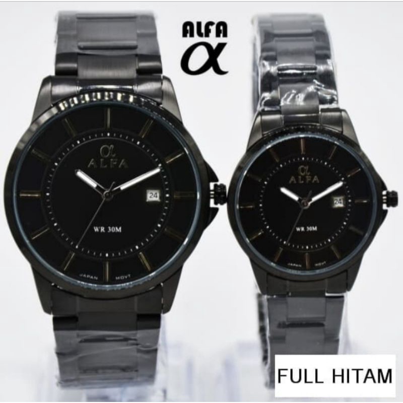JAM TANGAN ALFA 88132 ORIGINAL COUPLE FITUR TANGGAL AOTOMATIS
