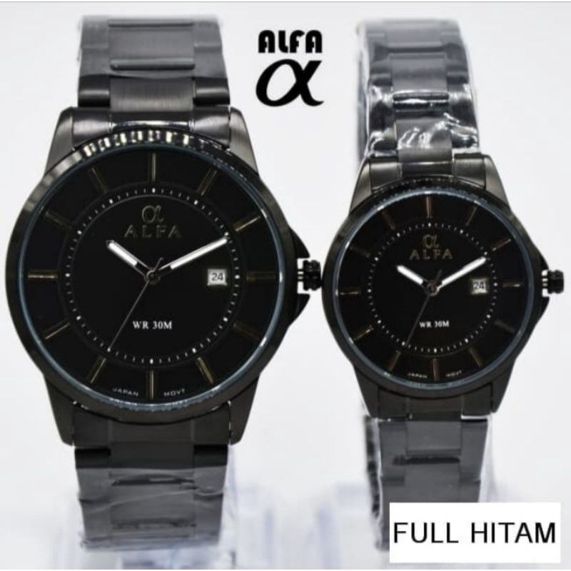 JAM TANGAN ALFA 88132 ORIGINAL COUPLE FITUR TANGGAL AOTOMATIS