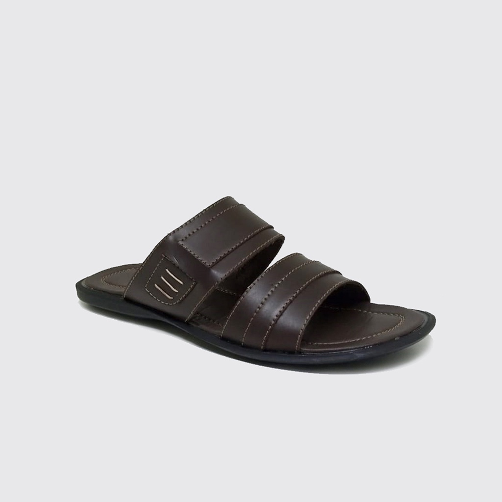 Mzio - Sandal Kulit Asli 100% Ukuran Besar | Big Size 44 45 46 47 48 | Sandal Pria Ukuran Jumbo | J-17 Dark Brown