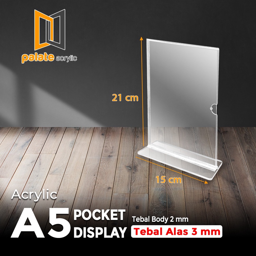 

AKRILIK / ACRYLIC TENT HOLDER / A5 PORTRAIT MODEL STAND POCKET SINGLE