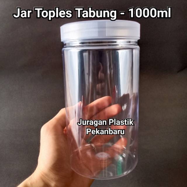Toples Jar Plastik Silinder 1000ml / Botol Tabung Tinggi untuk Kue Snack Coklat Ikan Cupang 1 Liter