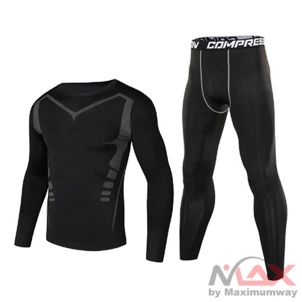 Set Kaus Celana Pria Long John Kaos Olahraga Cepat kering Spandex Indoor Outdoor Fitness Tracksuit Workout Quick Dry Pria Gaya Baru Olahraga Gym Kebugaran Kompresi Olahraga Setelan Pakaian Lari Jogging Olahraga Memakai Latihan Latihan Ketat