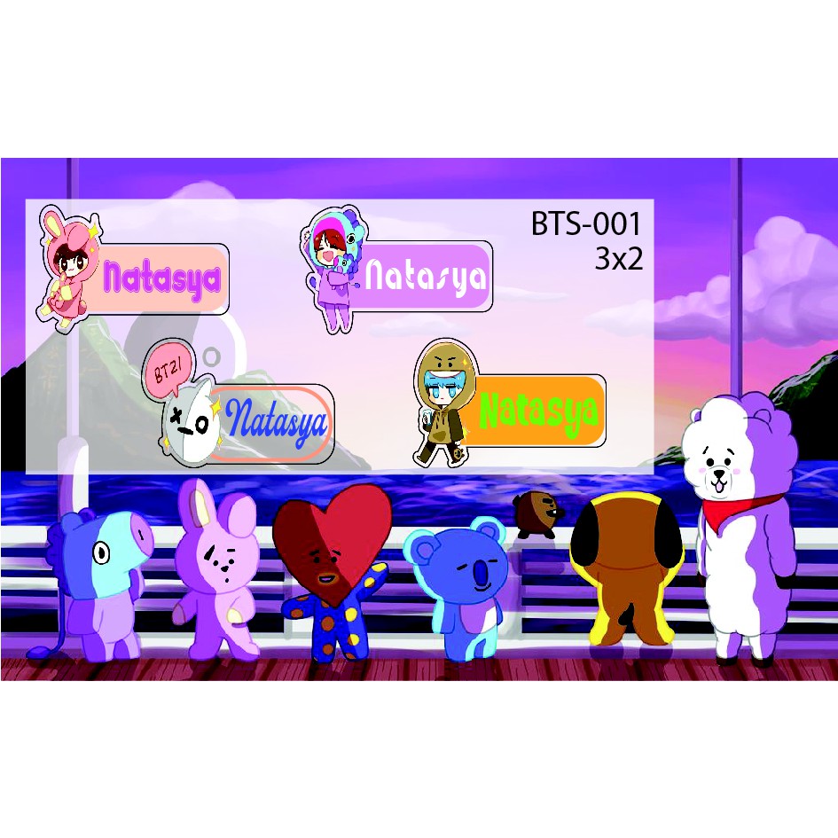 

STICKER LABEL NAMA ANAK CUSTOM (ESTIMASI 60-80pcs) BTS